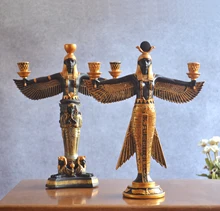Hand painting Golden Resin Isis Figurine Ancient Egypt Goddess Model Classic Decoration Resin Figurines Craft Wine Rack Statue