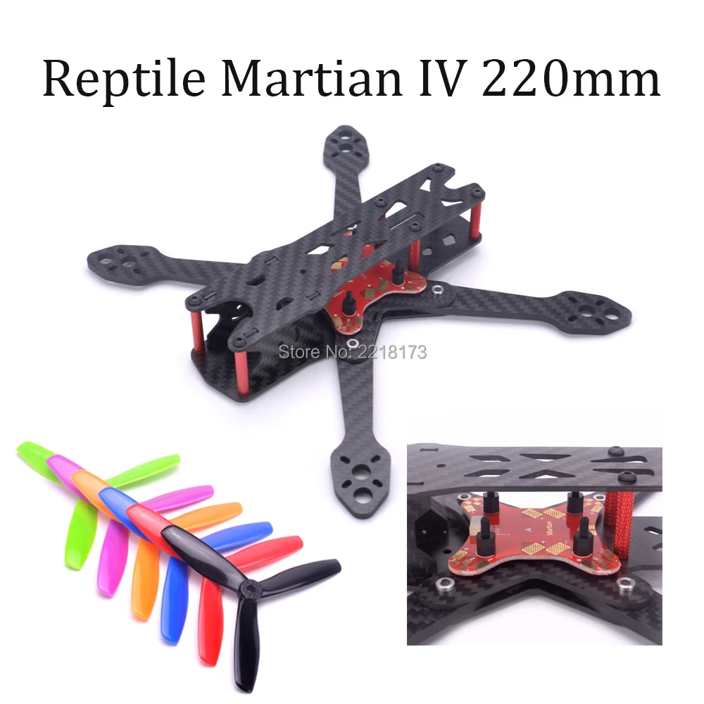 

Reptile Martian II III IV 220 220mm Carbon Fiber Frame Kit with Power Distribution Board 5045 propeller For FPV Racing Drone