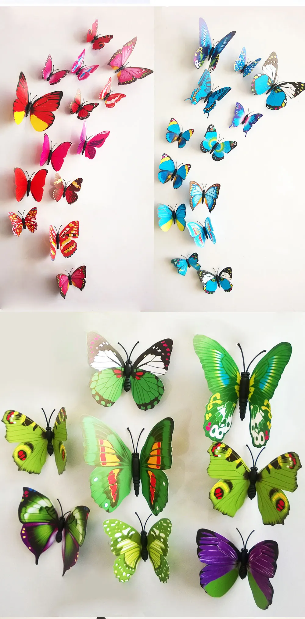 12PCS Wall Stickers Butterfly 3D Wallpaper PVC 3D House Decoration High Quality Wall Stickers 3D Wallpapers For Living Room