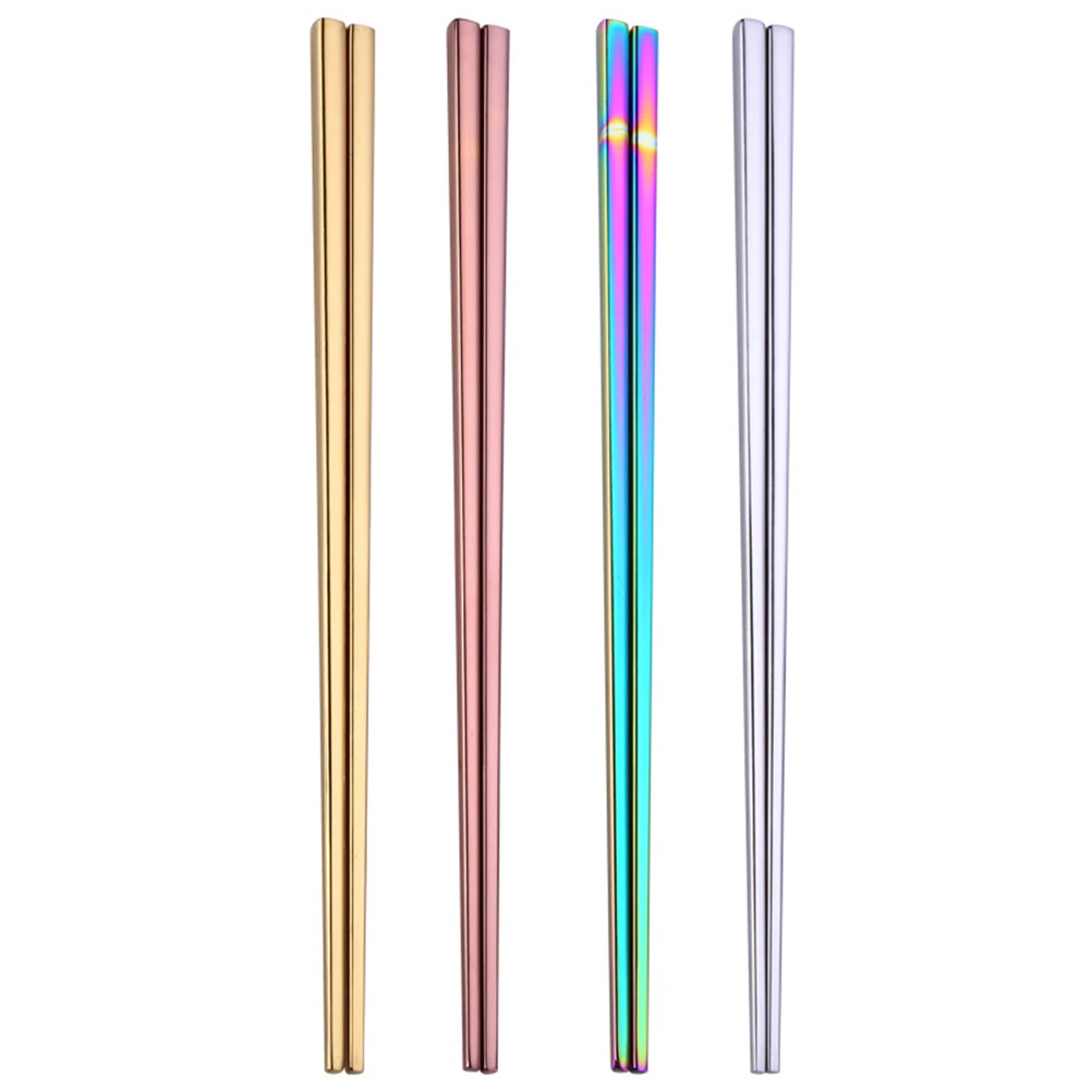 

Food Grade Top 304 Mirror Polished Stainless Steel Chopsticks Rainbow Gold Chinese Japanese Korean Style Chopsticks Tableware