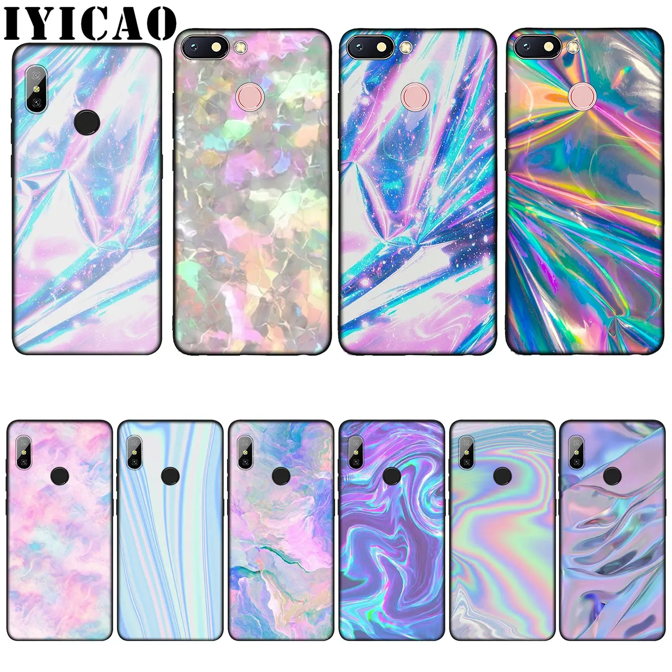 IYICAO Pastel Metallic Tumblr High Quality Silicone Soft Case for Xiaomi Redmi 6A 5A Note 7 4 4X 5 Plus 6 Pro Black TPU Cover |