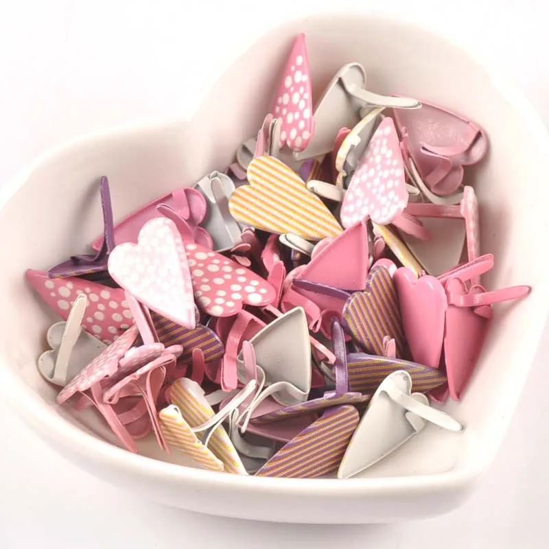 Metal Brads 20PCs mixed Heart Scrapbooking Embellishment Fastener 11x16mm cp2580