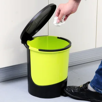 

Waste Bins Household Cleaning Tools & Accessories Home & Garden PP foot pedal fashion household hotel office garbage bins 0.98kg