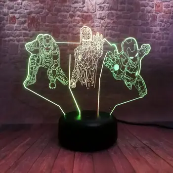 

Marvels Super Hero Figure 3D NightLight LED 7 Mixed Colors Changing Light Avengers End game Iron Man Figuras Toys