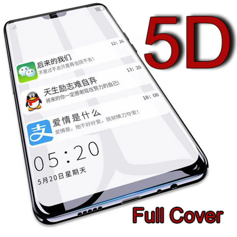 5D стекло для Huawei P20 Lite закаленное 9H полное покрытие флип чехол Pro P10 Honor 9 10 Mate защита