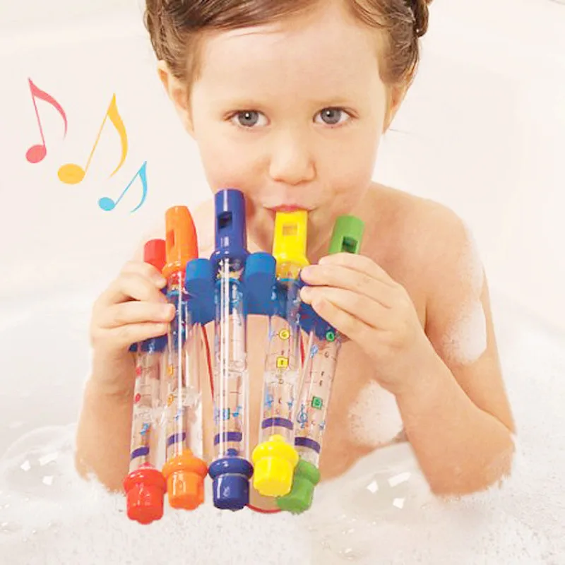 

5Pcs/Set Bath Toys Colorful Water Toys Plastic Flute Bath Tub Tunes Toy Fun Music Sounds Toys for Bathroom for Children