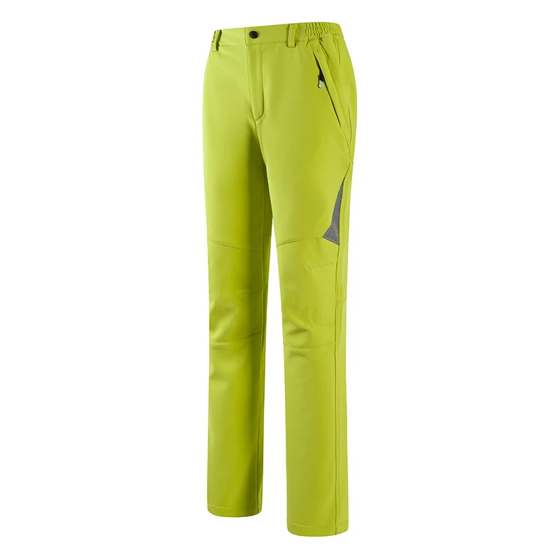S-5XL зимние уличные походные брюки для мужчин водонепроницаемые тепловые флисовые ветрозащитные брюки мягкие оболочки женские лыжные Трекинговые Брюки - Цвет: Women Green