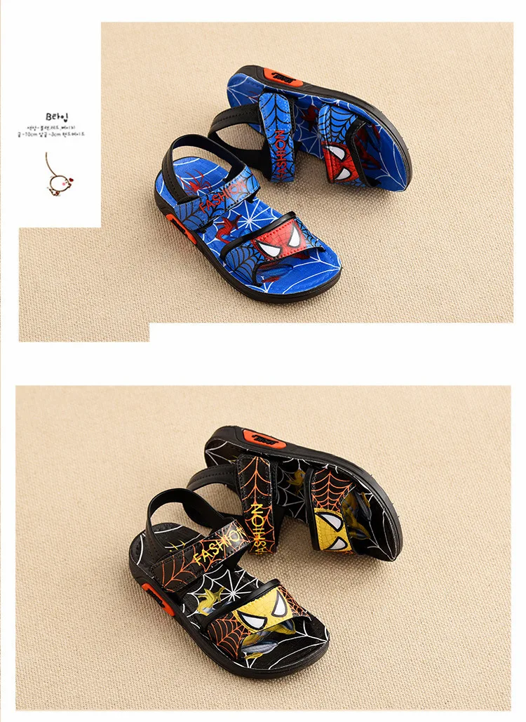 JGVIKOTO/модные сандалии для мальчиков; детская пляжная обувь; мягкая детская летняя обувь с рисунком Человека-паука, человека-паука, Человека-паука