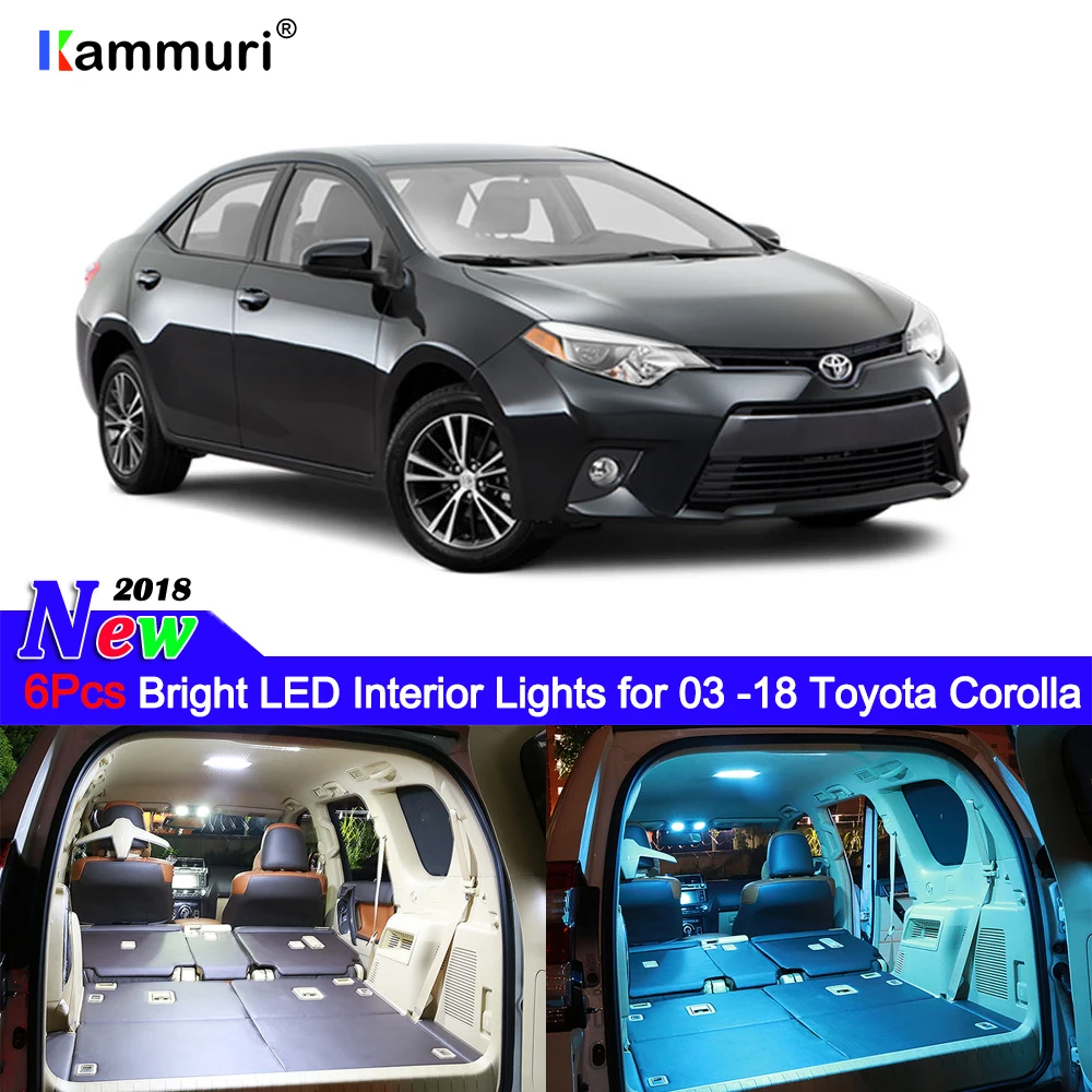 Us 9 34 15 Off Kammuri 6pcs Error Free White Led Car Interior Light Kit For Toyota Corolla 2003 2014 2015 2016 2017 2018 2019 Interior Light In