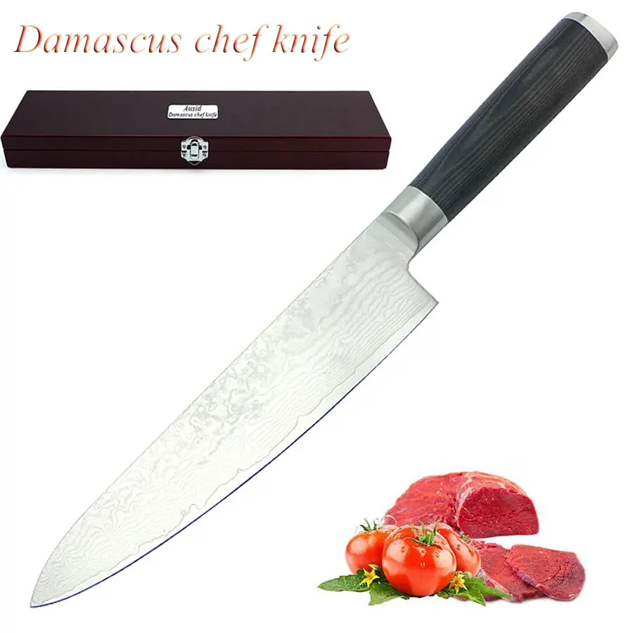 Ausid Damascus Chef Knife Best Quality Japanese VG10 Super Steel 67