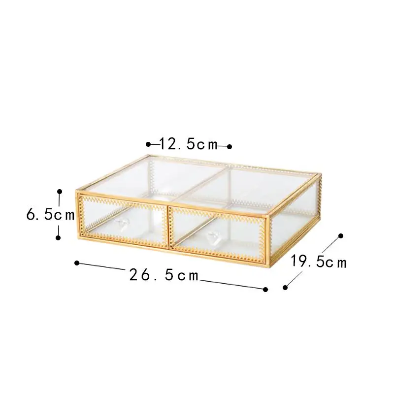 Шкатулка для ювелирных изделий Европейская спальня стеклянная полка для косметики туалетный столик уход за кожей продукты оформление рабочего стола пыль флип коробка для хранения - Цвет: C