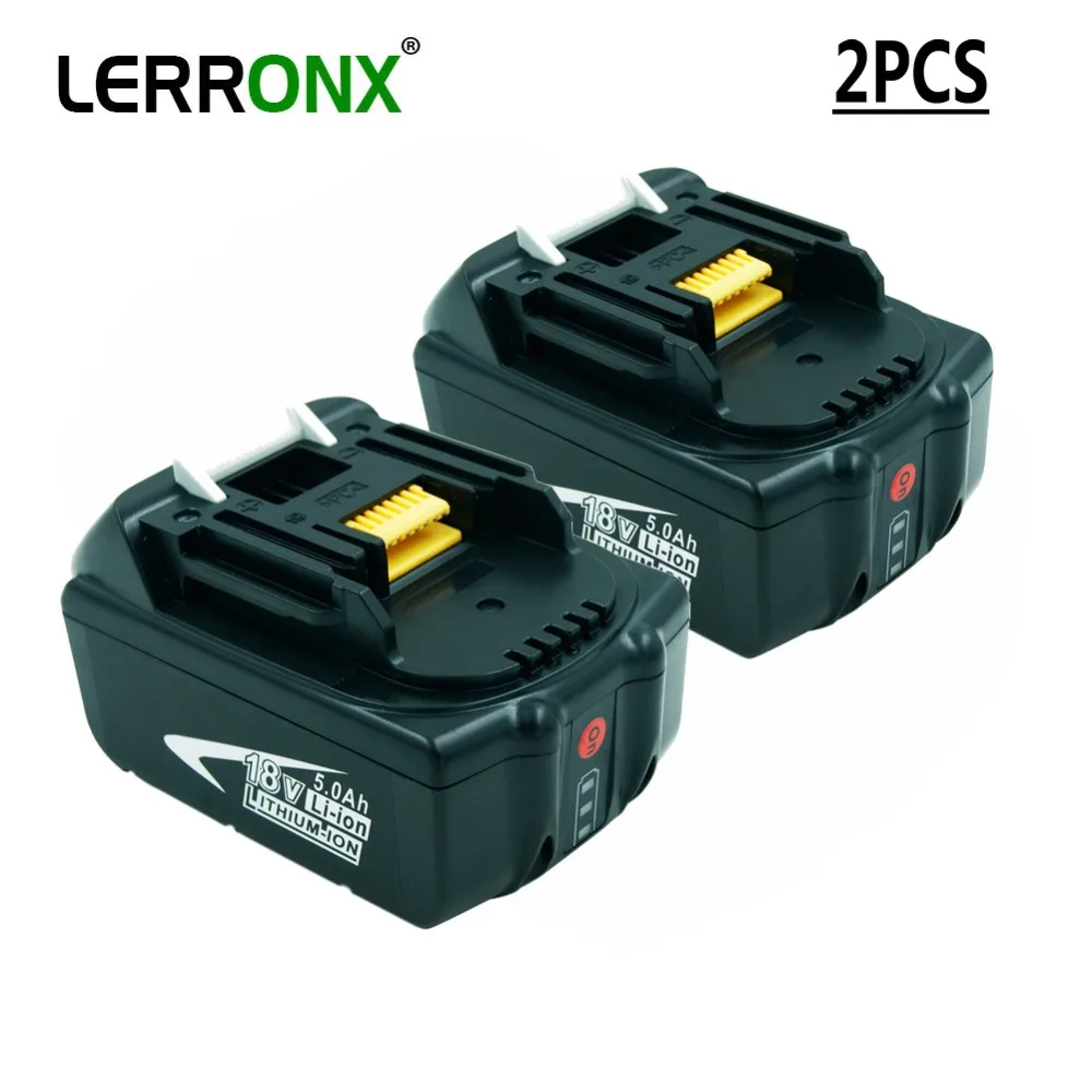 

2PCS BL1850 BL1830 rechargeable battery 18V 5A Li ion with LED light for Makita LXT400 194204-5 194230-4 Replacement batteries