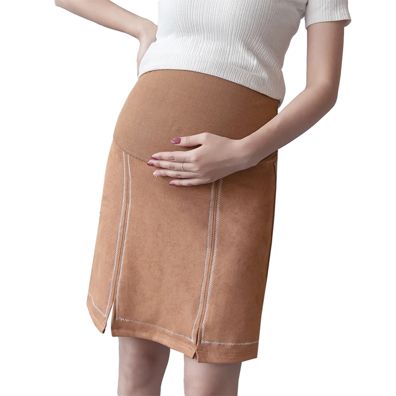 

Sexy Maternity Skirts Elegant Fashion A Line Knee-Length Autumn Skirts For Pregnant Women Fashion Brown Belly Women Skirts