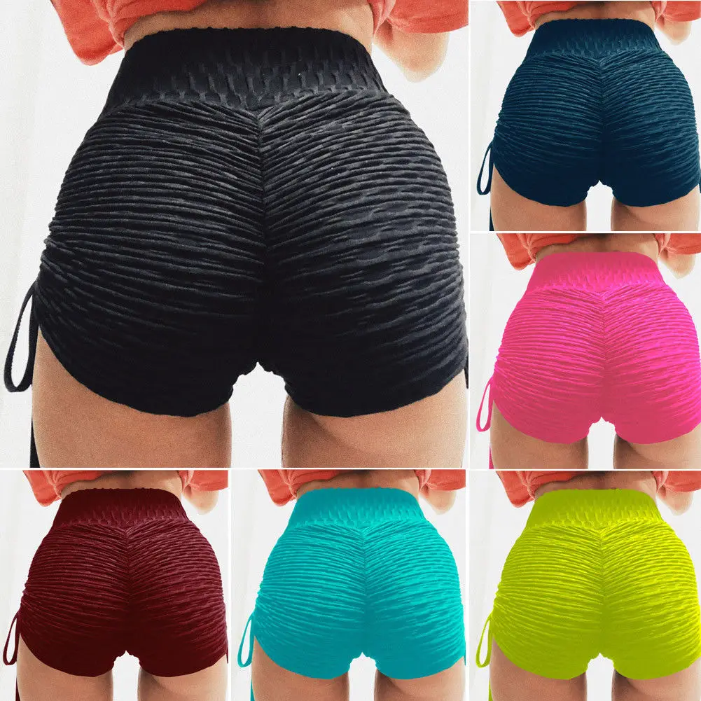 

2019 Causal Women High Waist Yoga Shorts Sports Casual Beach Running Slim Yoga Ladies Bandage Shorts Hot Pants
