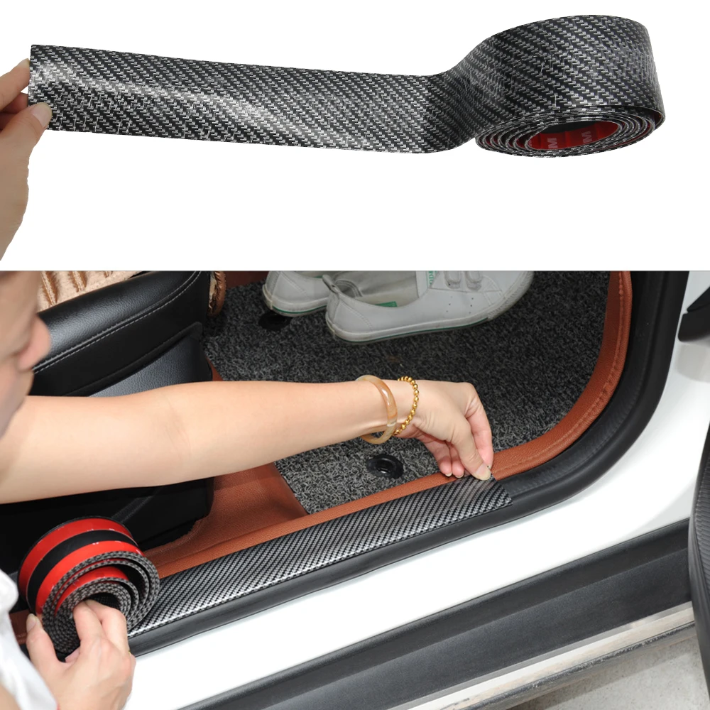 

Car Door Sill Anti-stepping Universal Refitting Pedal Decorative Strip Carbon Fiber Bumper Car Door Side Bumper Stickers