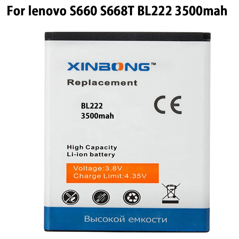

XINBONG BL 222 BL222 Battery For lenovo S660 S668T High Quality Mobile Phone Rechargeable Bateria with tracking number