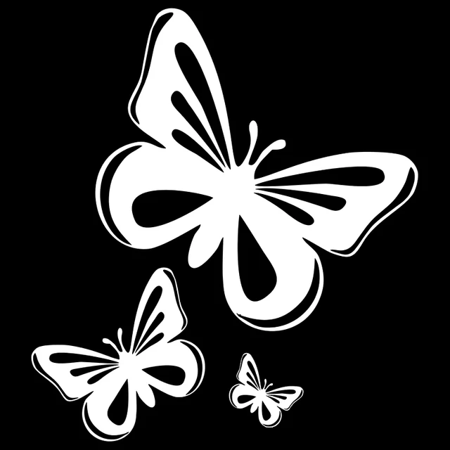 JD137 Three Butterfly Vinyl Decal Motorcycle Car Sticker For Window Bumper Laptop Black/Silver