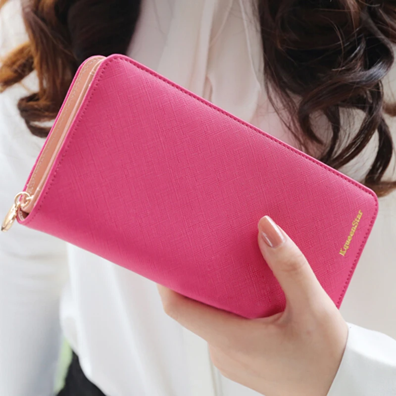 2016 Fashion PU Leather Women Long Wallets Portable Casual Lady Cash Purse Card Holder Bolsas Femininas Free Shipping N853