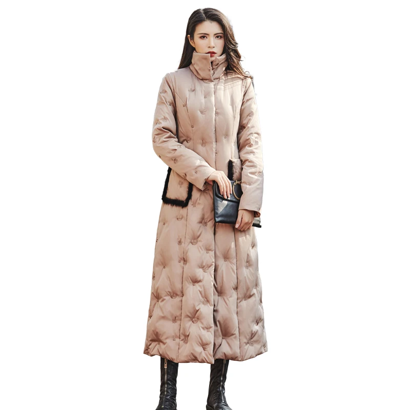

Fashion Khaki Duck Down Jackets Women Winter 2019 Outerwear Coats Female Long Slim Casual Thicken Warm Down puffer jacket Parka