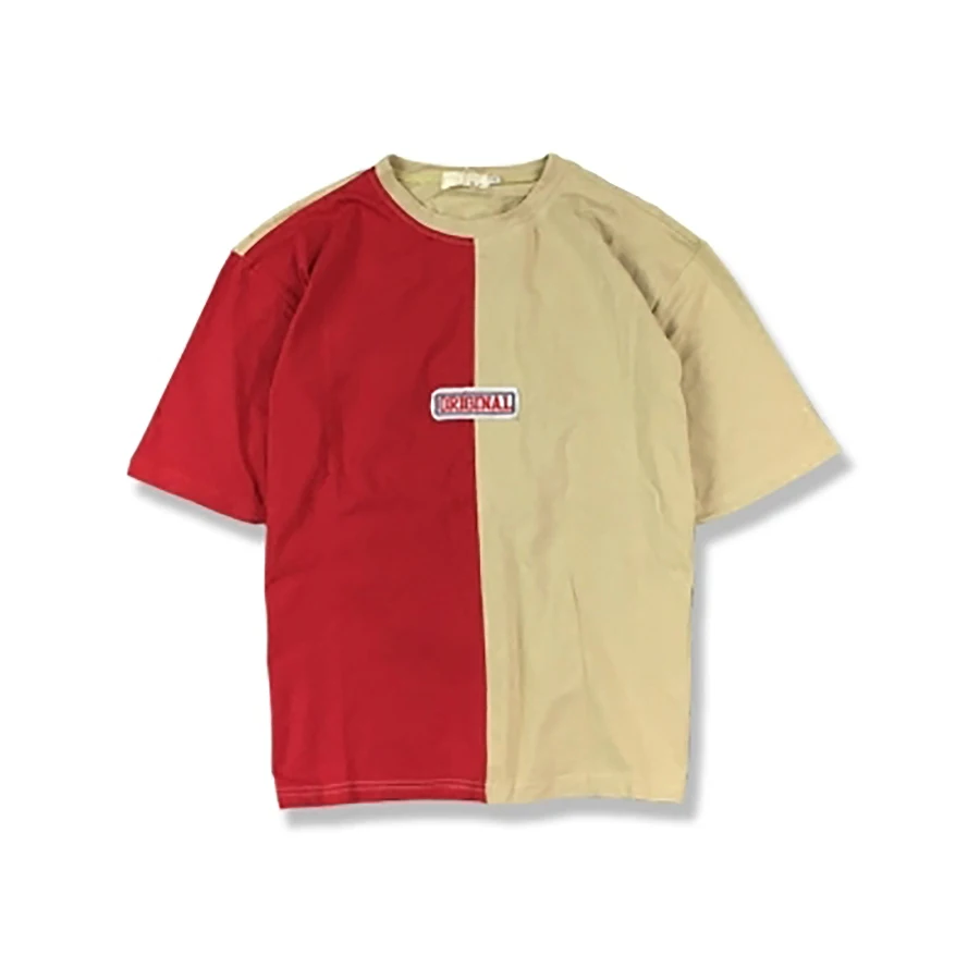 Short Sleeve Baggy t Shirt Men Oversize Patchwork t Shirt Men Swag Hiphop Street Contrast Color