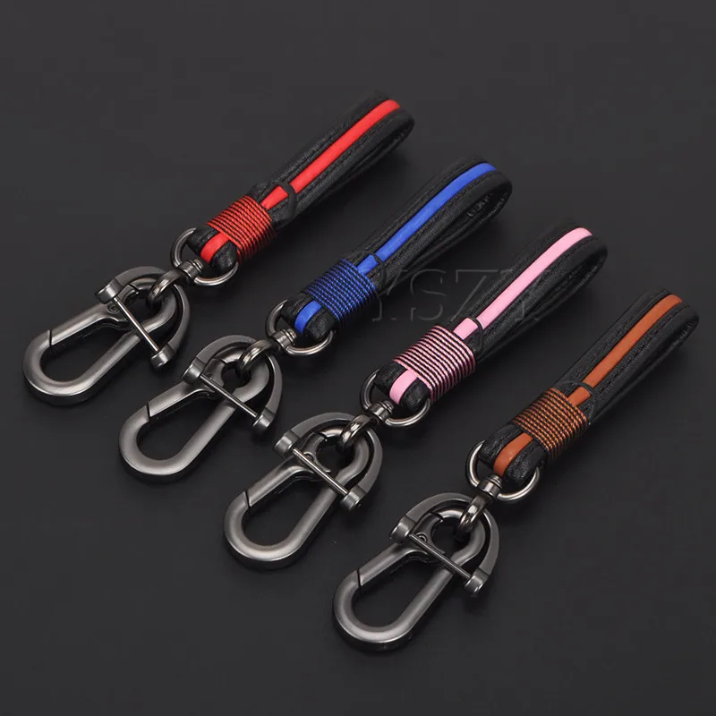 Car Leather Keychain Keyring Metal Key Rings Holder Motorcycle Key Chains Car Accessories for ...