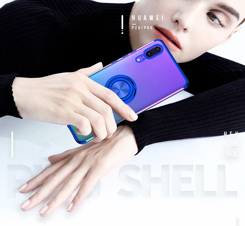 Case for Huawei P30 Pro Lite P20 Nova 4e 4 3e Mate 20 10 P Smart 2019 Honor V20 V10 Magnet Stand Car Holder Transparent Cover