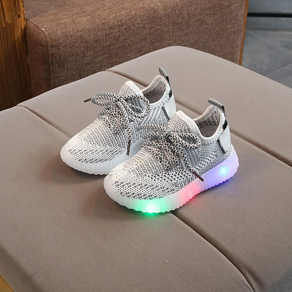 

Kids LED Sneakers Children Baby Mesh Light Luminous Running Sport Children Sneakers For Boy Girl Shoes Glowing light up shoes