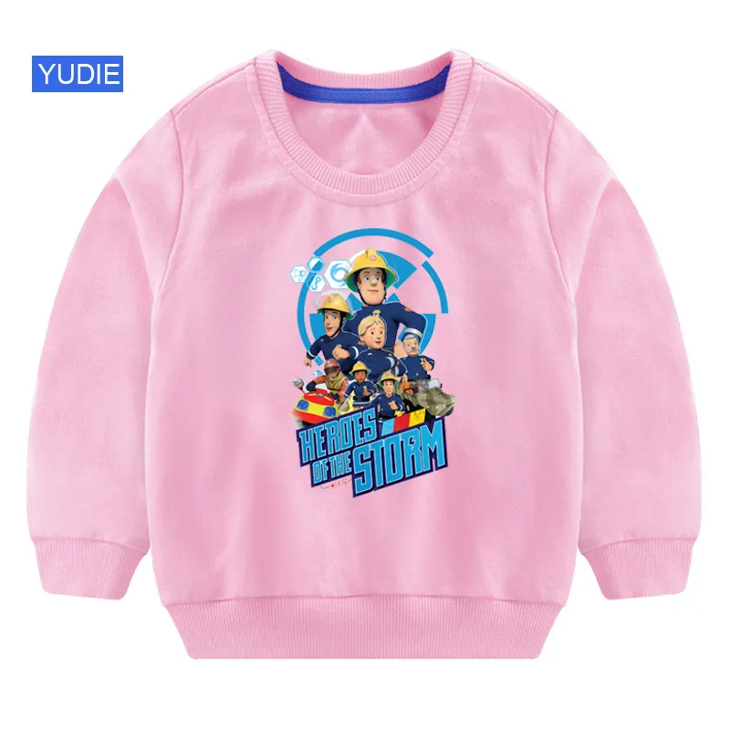 

Boys Fireman Sam Tees Hoodies Girls Pink Cut Cartoon Hoodie Children Sports Long Sleeve Sweatshirts Kids Pullover Coats 3T-8T