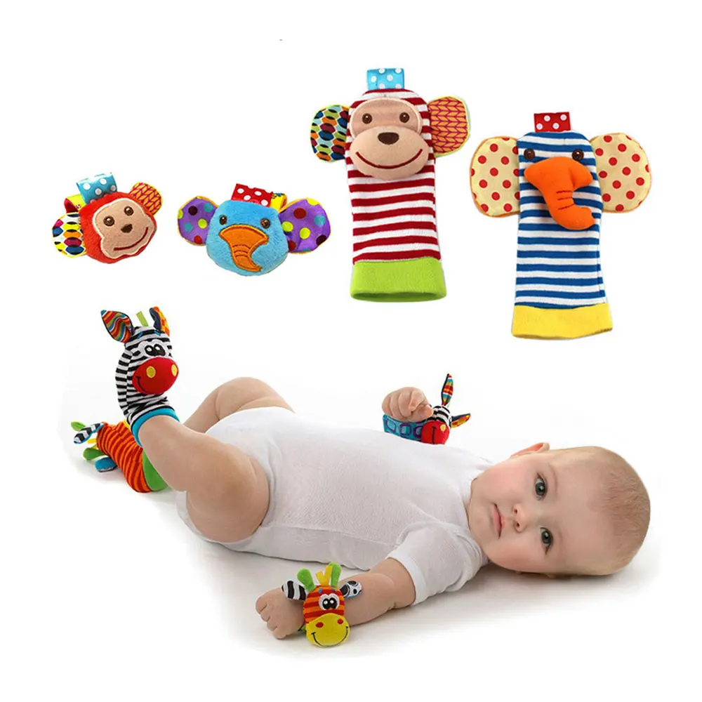 

Cartoon Rattles Wrist Strap Animal Socks Toy New Baby Infant Soft Handbells Hand Foot Developmental Toy Foot Socks 0~24 Months
