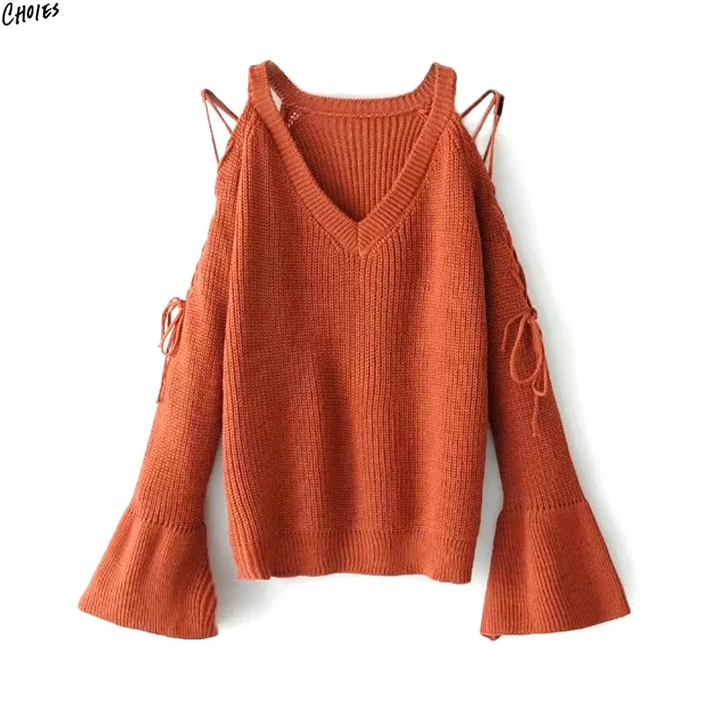 2 цвета Кружево до решетки открытыми плечами вязаный свитер Для женщин