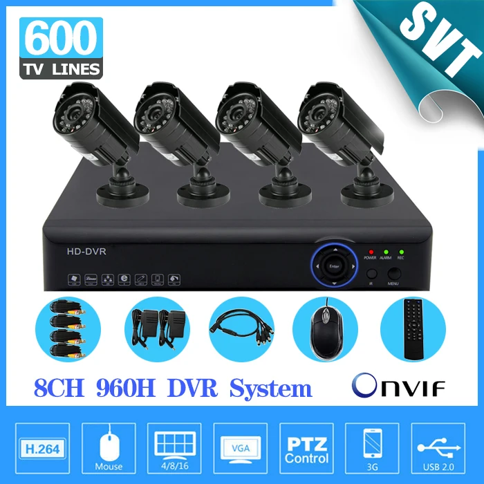 

dvr 8 channel camera cctv video surveillance system 8ch full 960h real time recording for home security monitor kit SK-061