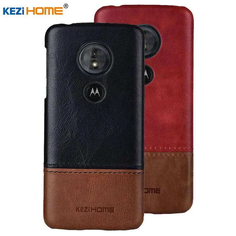 Case for Motorola Moto G6 Play KEZiHOME Luxury Hit Color Genuine Leather Hard Back Cover capa
