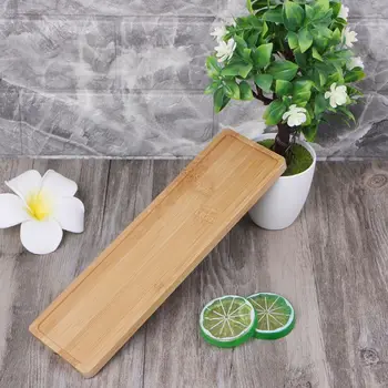 

Rectangle Bamboo Wood Saucer Plant Tray Mini Plant Flower Pot Stand Favor Succulent Pot Tray Simple Elegant Home Balcony Decor