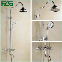 FLG Heißer Verkauf Chrom-finish Badezimmer-niederschlag Mit Spray Dusche Dauerhafte Alle Messing Bau Wasserhahn Set Freies Verschiffen HS047