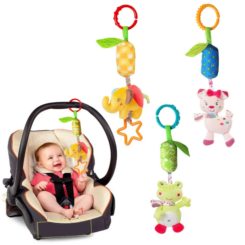 New Infant Musical Soft Plush Animal Baby Rattles Hanging Bed Stroller