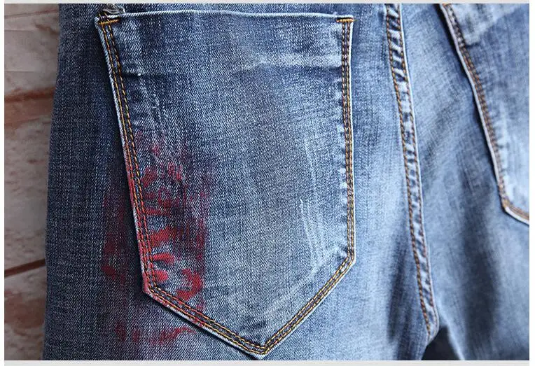 Многоцветный 2018 летние джинсовые штаны отверстия уничтожено колена Рваные джинсы