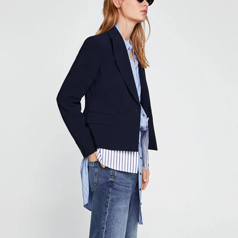 Chic Survêtement Rayé Longues Junelove Femmes Tops Blazer Manches Élégant Femelle Poches Manteau Cranté Patchwork Clair Col OqpSq