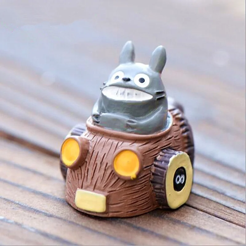 

New Totoro drive car fairy garden miniatures gnomes moss terrariums resin crafts figurines for diy home decor accessories