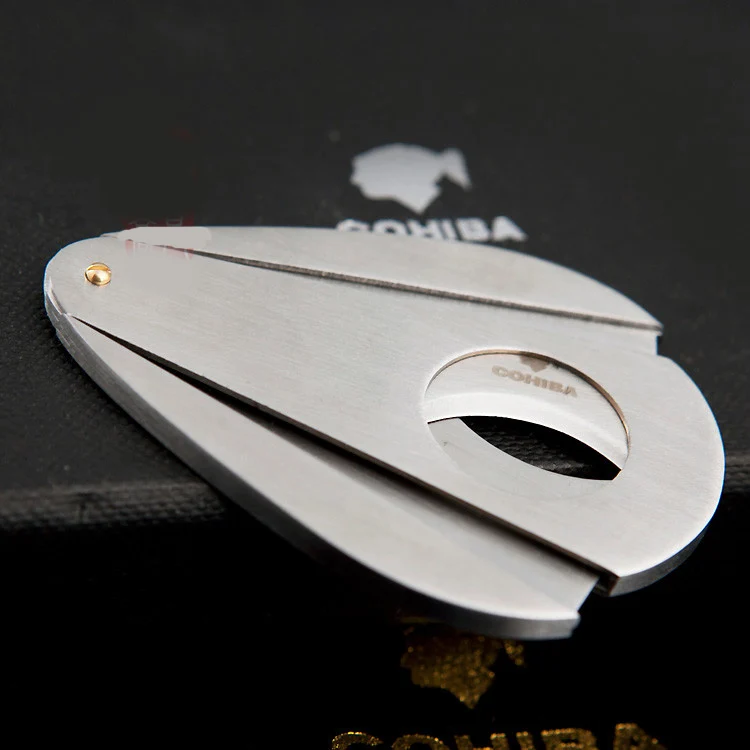 COHIBA двойные лезвия острый сигарный нож из нержавеющей стали карманные гаджеты Zigarre сигаретный нож кубинский курительный гильотин c3301