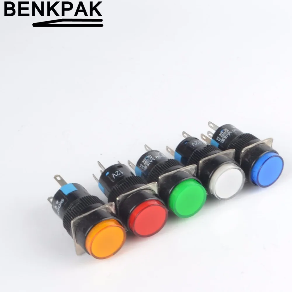 

16mm 5V 12V 24V 220V LED Push Button Switch lamp momentary Push button Switch Self locking