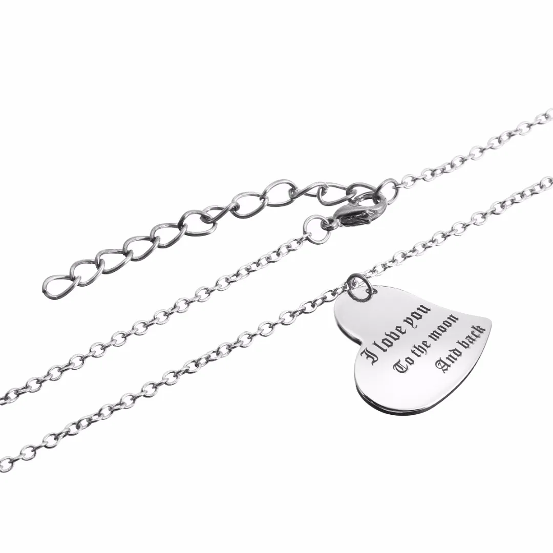 Men Women DIY Personalized Engrave Name Letter Heart Necklace Stainless Steel Jewelry Trendy Vintage Customized Gift Shellhard