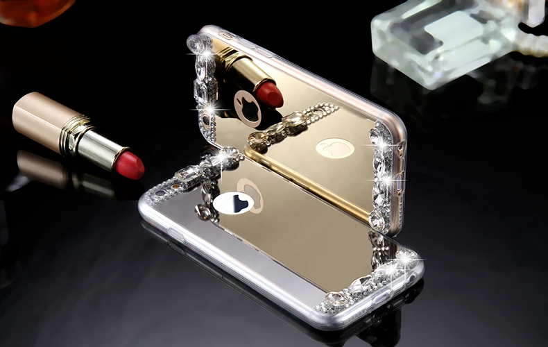 6S 7 Plus Luxury Diamond Glitter Mirror Case For Apple iPhone7 Plus 6 6s Plus 5 5S SE Dual Layer Bling TPU Slim Clear Back Cover (5)