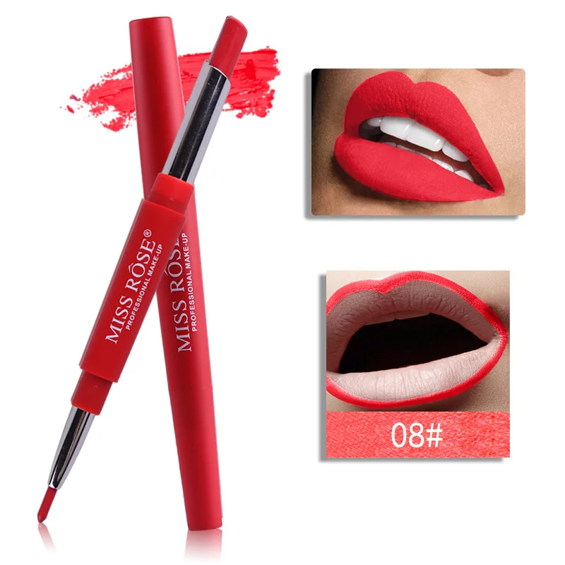 Sexy Nude Color Double-end Lip Makeup Lipstick Pencil Waterproof Lasting Tint Lip Stick Beauty Matte Liner Pen Lipstick 20 Color