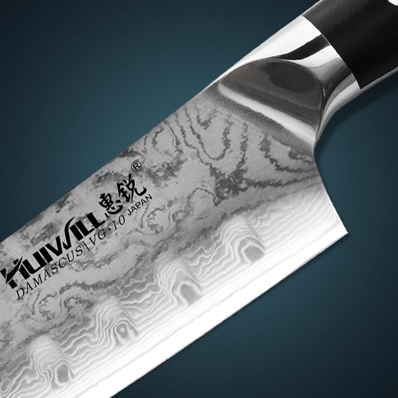 Роскошный 67 слоев японской VG10 дамасской стали Santoku набор кухонных ножей Фруктовые Ножи с мозаичной заклепкой