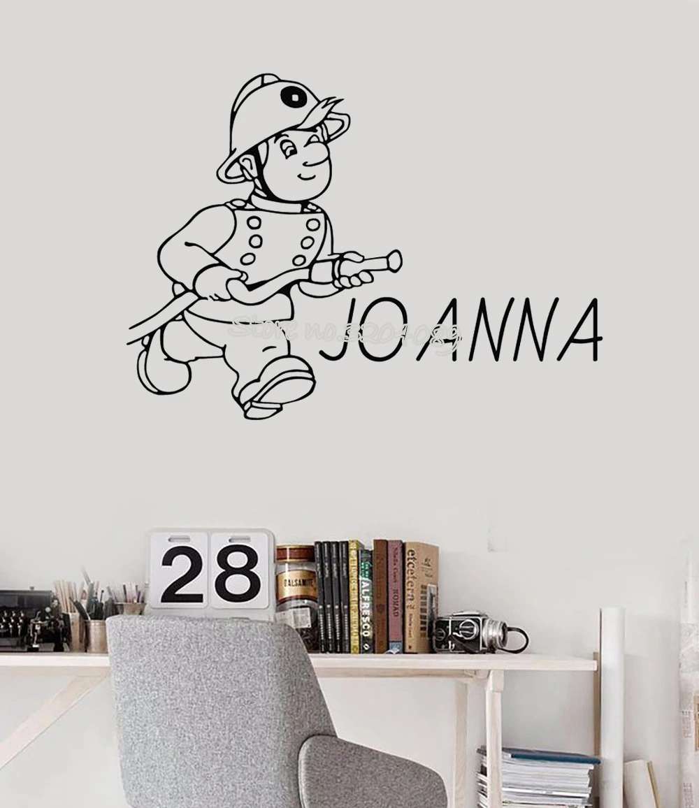 

Fireman Custom Name Vinyl Wall Sticker Hero Fireman decal Home Decor For Kids Room living room Vinyl Nursery Art Murals EA868