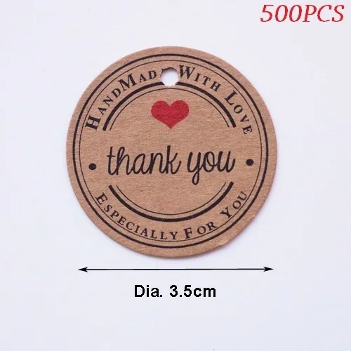 New Round 3.5cm DIY Kraft Paper Gift Tags for Candy Box Decor Stickers Wedding Favors and Gifts