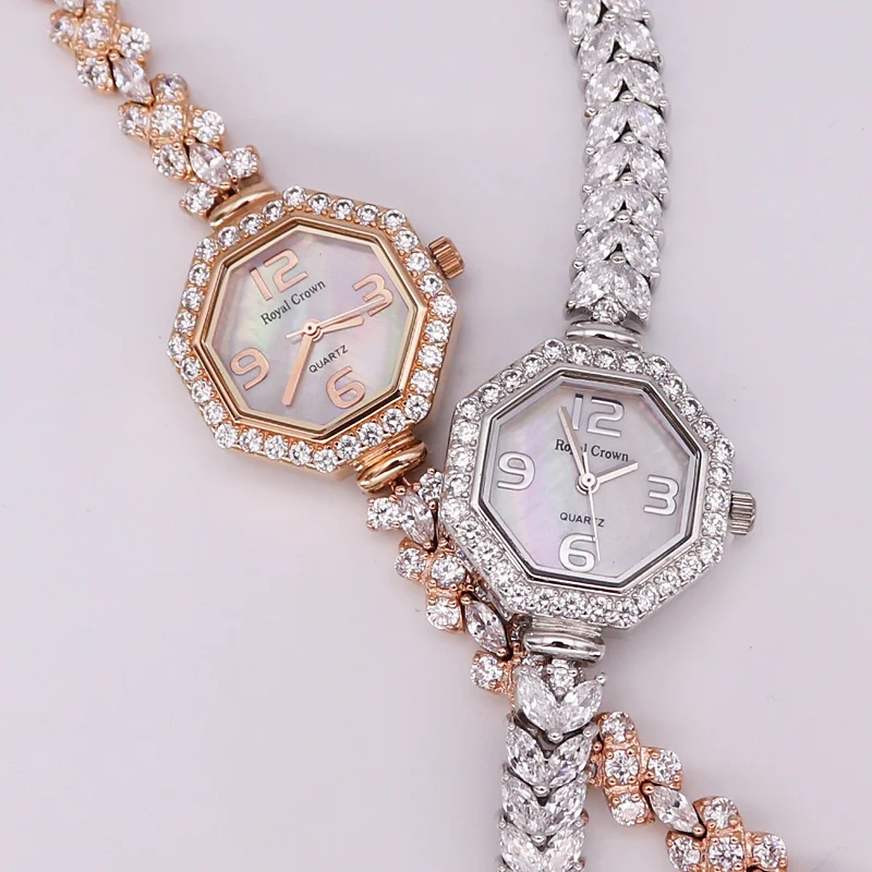 Royal Crown Lady Women's Watch Japan Quartz Jewelry Hours Fine Fashion
