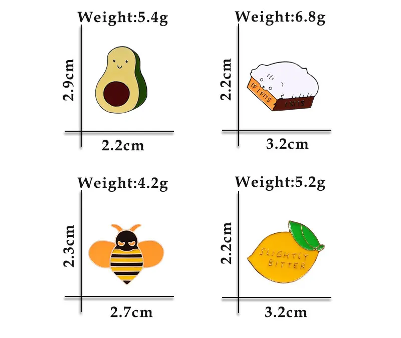 Shshd брошка мультфильм милый авокадо лимон пчела кошка Эмаль Булавка для женщин куртки нагрудные булавки рюкзак значки модные украшения для детей подарок