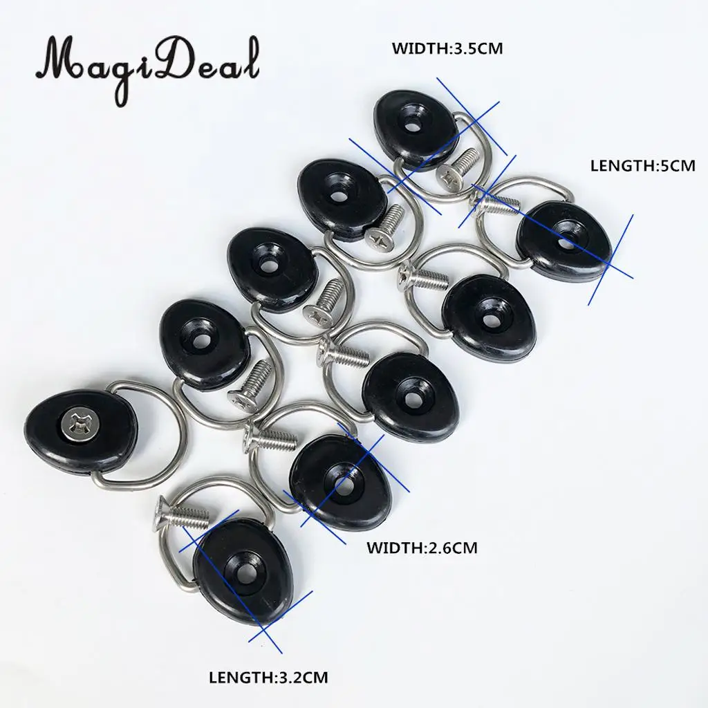 MagiDeal 10Pcs/Set Universal Kayak D Ring Tie Down Loop & Screws for Boat Deck Fitting Fishing Rigging Gear Equipment