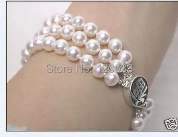 

wonderful Beautiful white pearl clasp FU Bracelet AAA 7.5 inches bangle wholesale Cheap braceletsLuxury Girls Wedding